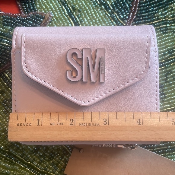 Brand New Steve Madden Blush Pink Snap Bifold Wallet Zip Compartment Metal Logo - Picture 6 of 15
